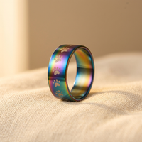 Regenboog roestvrijstalen ring met pootafdrukken