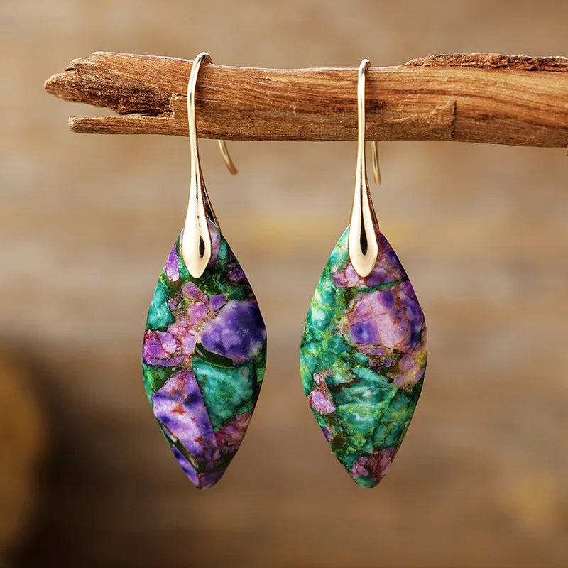 Bohemian oorbellen met blauwe jaspis druppelsteen